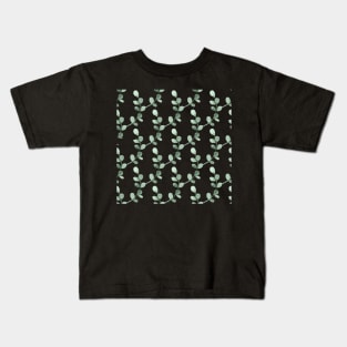 Eucalyptus leaf pattern on black Kids T-Shirt